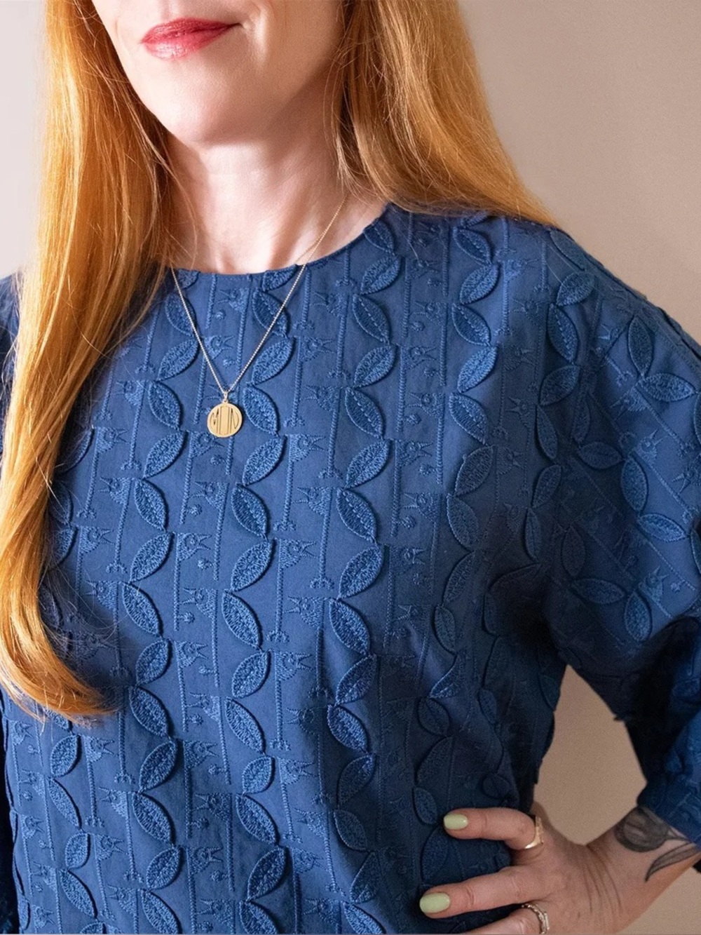 AKRIS PUNTO Bird Superpose Embroidered Blouse (132)